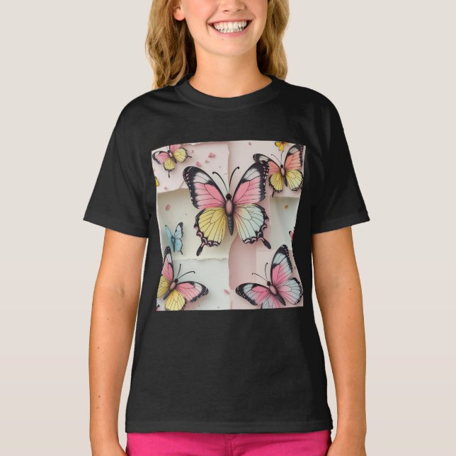 Camiseta ✨ Sonhos De Borboleta Whimsical - Tee Cartoon-Styl (Frente)