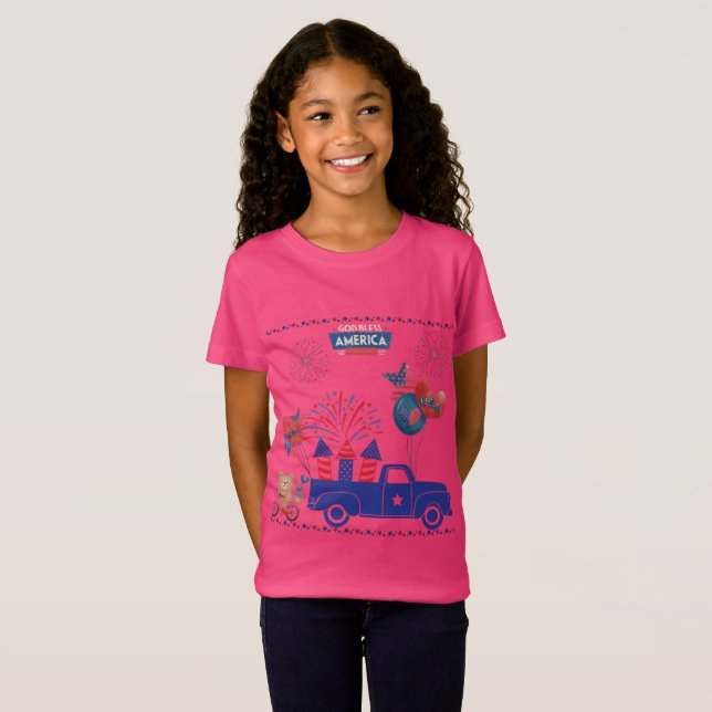 Camiseta Sonhos de Fogos de Liberdade rosa quente (Frente Completa)