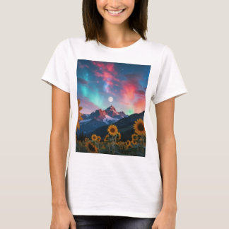 Camiseta Sonhos de girassol por baixo da lua Aurora