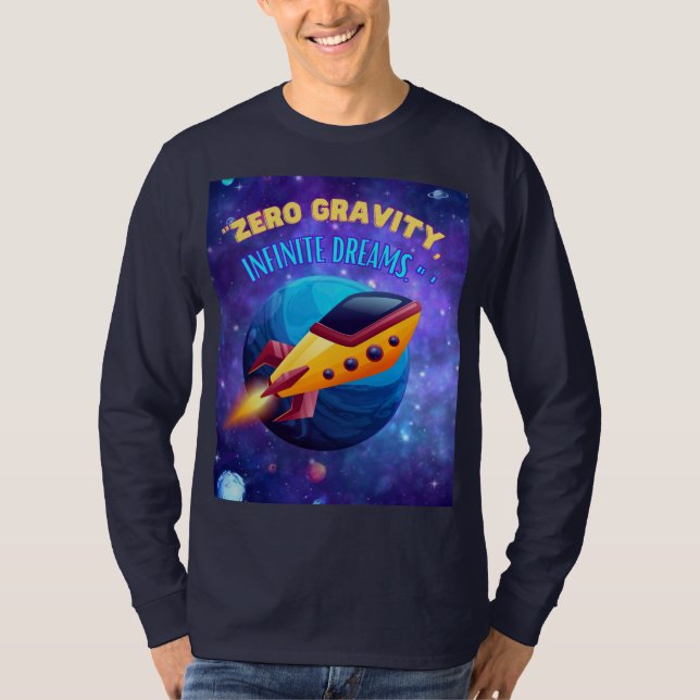 Camiseta sonhos de gravidade zero infinito, nave espacial (Frente)
