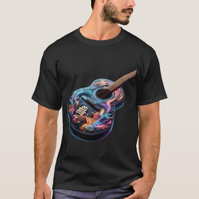 Camiseta Sonhos de Guitarra Neon Kanji (Frente)