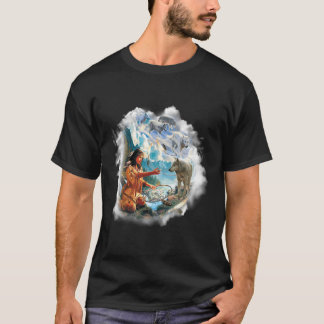 Camiseta Sonhos De Homens De Montanha Do Americano Lobo-Nat