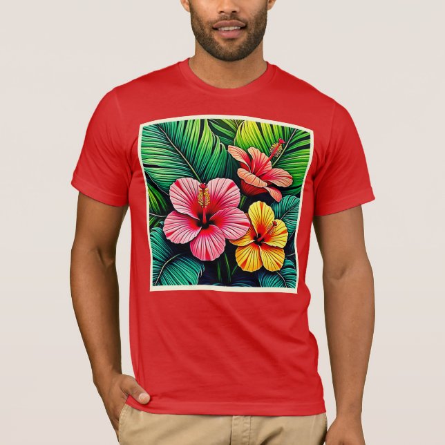 Camiseta Sonhos de Jardim de Flores Exóticas (Frente)
