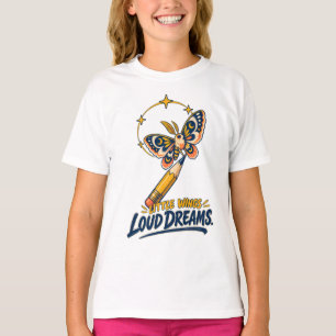 Camiseta Sonhos de Lápis de Mariposa de Estudante Criativo