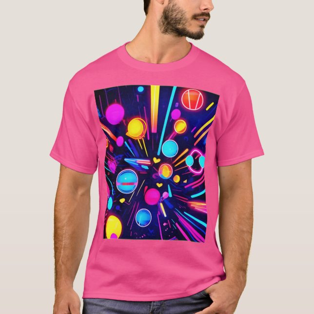 Camiseta Sonhos de Neon - Formas e Cores Psicodélicas (Frente)