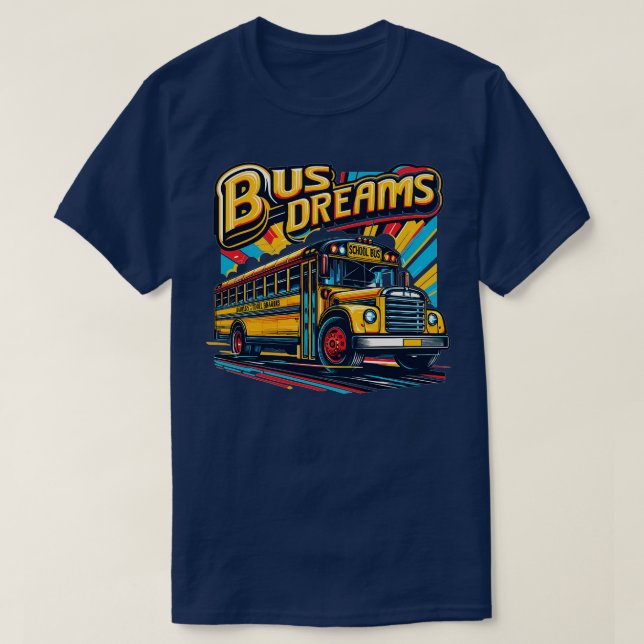 Camiseta Sonhos de ônibus escolares 1 (Frente do Design)