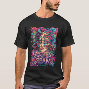 Camiseta Sonhos de Vórtice Psicodélico Vibrante Rosto Tripp