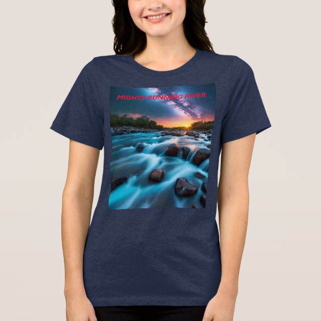 Camiseta Sonhos do Rio Celestial - Abstrato Sunset & Starry (Frente)
