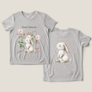 Camiseta Sonhos Doces Coelho Rosas Rosa Floral