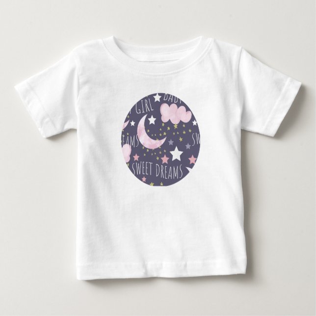 Camiseta Sonhos Doces Lua Menina Bebê (Frente)