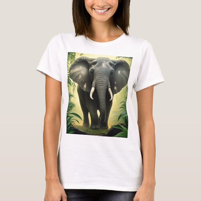 Camiseta Sonhos Florestais - Tee Elefante para Meninas (Frente)
