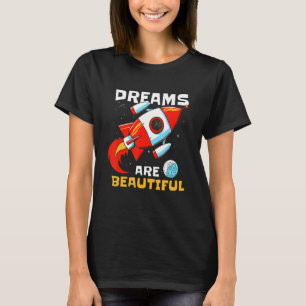 Camiseta Sonhos infantis planetas espaciais foguetes