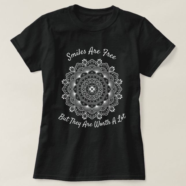 Camiseta Sonhos Inspiracionais de Mandala Branca, Sonhador (Frente do Design)