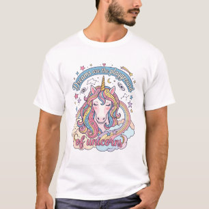 Camiseta Sonhos São Nuvens Arco-íris Estrelas Unicórnio Pla