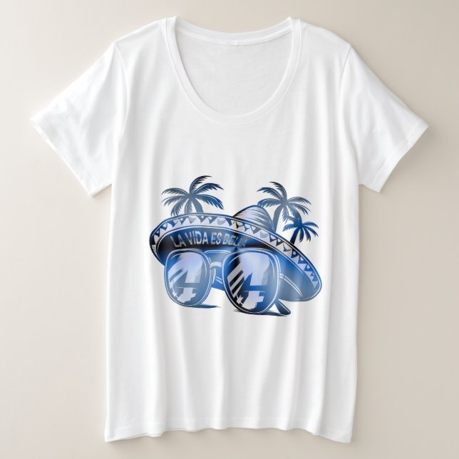 Camiseta Sonnenseite und - Salud - Palmendekor (Frente do Design)