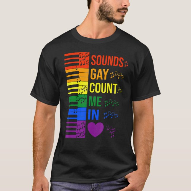 Camiseta Sons - Gay Conte-Me No Teclado Lgbtq E Piano Mu (Frente)