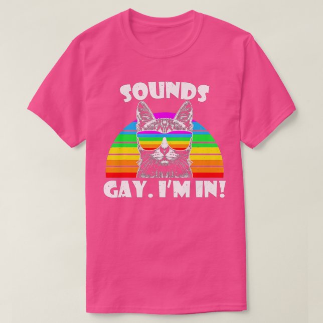 Camiseta Sons Gay, estou no Rainbow Cat Pride Retro Cat Gay (Frente do Design)
