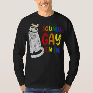 Camiseta Sons Gay, estou no Rainbow Cat Pride Retro Cat Gay
