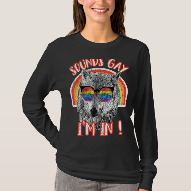 Camiseta Sons Gay, estou no Wolf Rainbow Sunglass (Frente)