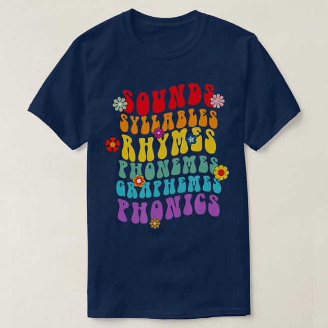 Camiseta Sons Syllables Rhymes Fala Ciência Da Readin (Frente do Design)