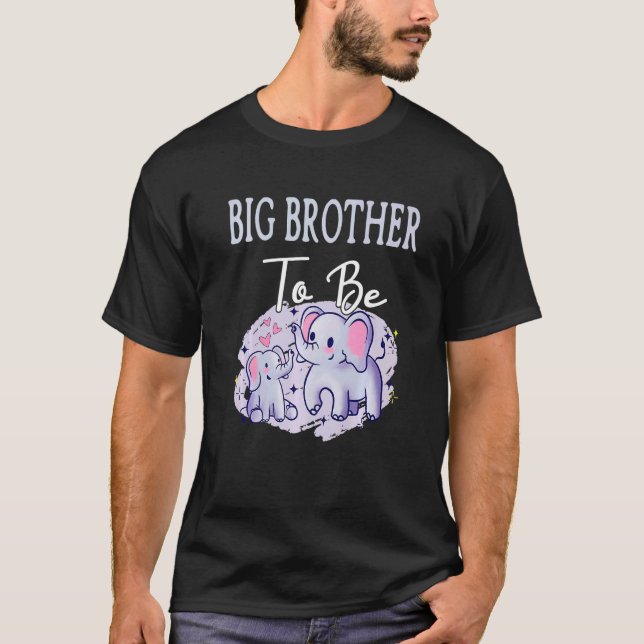 Camiseta Soon Big Brother To Be Elephants Baby Shower Gende (Frente)