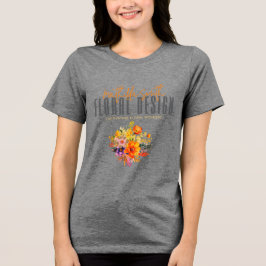 Camiseta Sophisticated Floral Design Gray Orange Flowers 