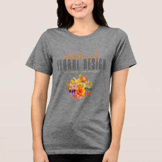 Camiseta Sophisticated Floral Design Gray Orange Flowers