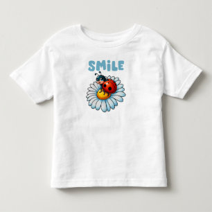 Camiseta Sorria, bela Ladybug em uma Daisy Flower Kids