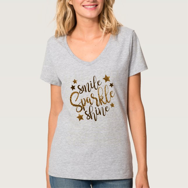 Camiseta Sorria Brilhante Shine Motivational Cote T Shirt (Frente)