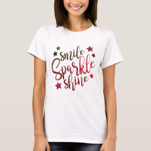 Camiseta Sorria, Brilhe & Resplandeça em Tons de Gradiente 
