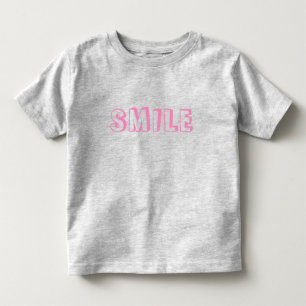 Camiseta "Sorria" cinza cor-de-rosa