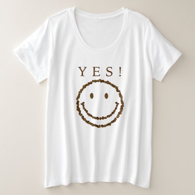 Camiseta Sorria com feijões de café (Frente do Design)