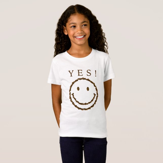 Camiseta Sorria com feijões de café (Frente Completa)