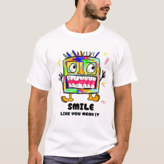 Camiseta Sorria Como Se Você Quisesse Cute Design de Monstr
