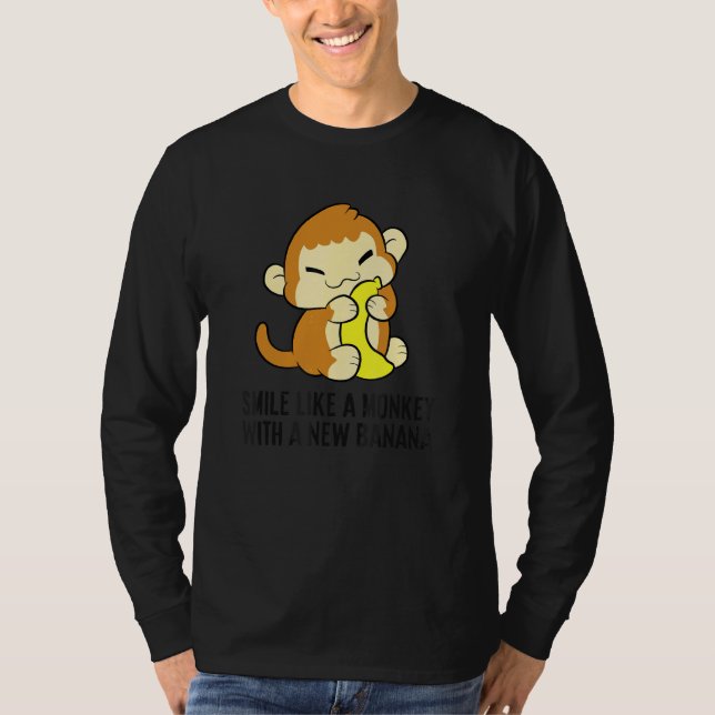 Camiseta Sorria Como Um Macaco Com Uma Banana Nova (Frente)