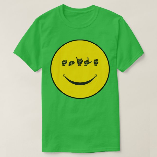 Camiseta Sorria da ortografia digital ASL Intérprete ASL (Frente do Design)