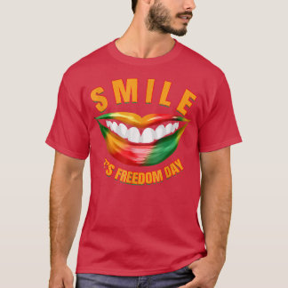 Camiseta Sorria É Dia da Liberdade, Mulher Negra Afro Junte