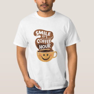 Camiseta Sorria é hora de café, citações de café engraçadas