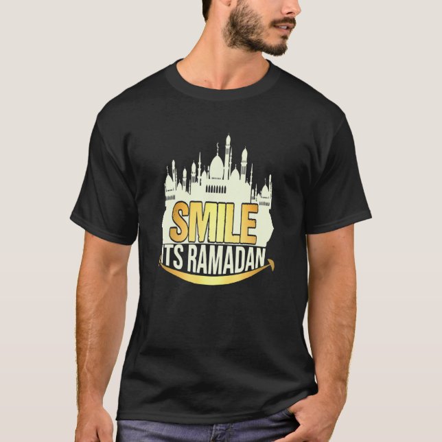 Camiseta Sorria é o feliz Eid Mubarak Fastin do Ramadã (Frente)
