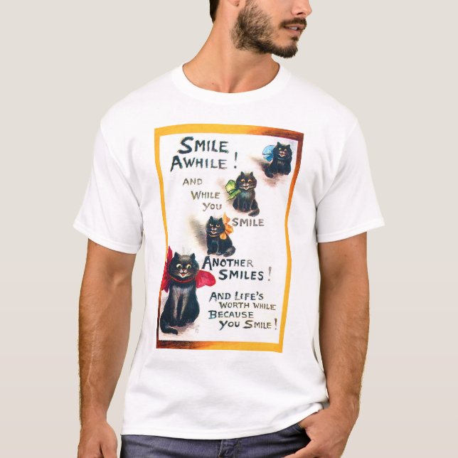 Camiseta Sorria, Gato Negro, Louis Wain (Frente)