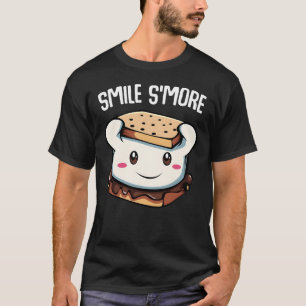 Camiseta Sorria Mais Marshmallow Fofo Acampamento Fogueira