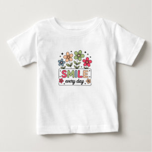 Camiseta Sorria Todos os Dias Retro Floral Infantil