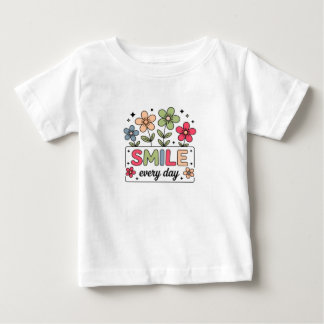 Camiseta Sorria Todos os Dias Retro Floral Infantil