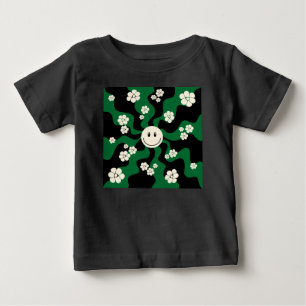 Camiseta Sorria - Verde, Creme e Preto
