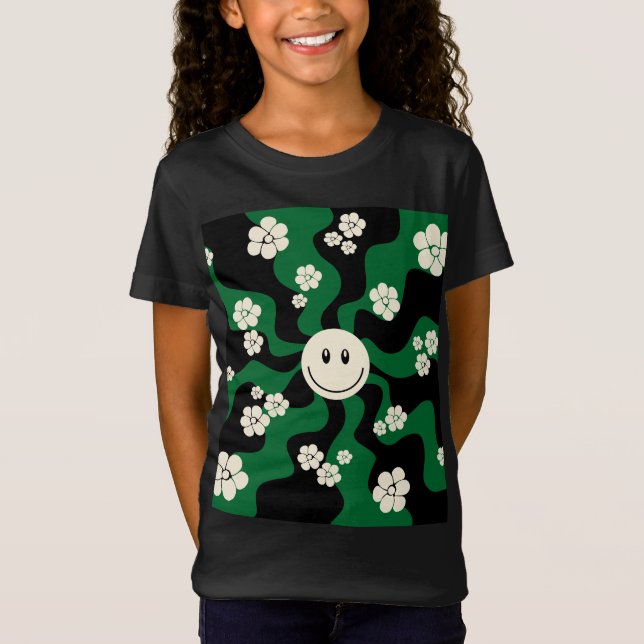 Camiseta Sorria - Verde, Creme e Preto (Frente)