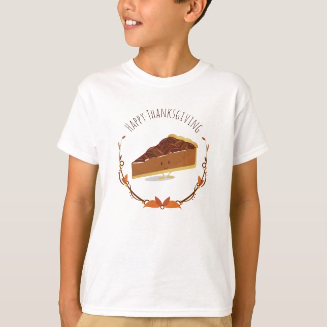 Camiseta Sorrindo Graças Pecan Pie Slice Teal (Frente)