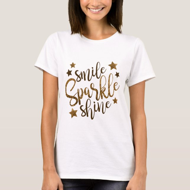 Camiseta Sorrir texto brilhante (Frente)