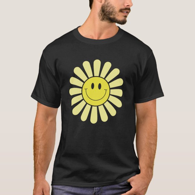 Camiseta Sorriso Amarelo face flor feliz sorriso de paz (Frente)