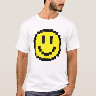 Camiseta Sorriso Amarelo Rosto Pixel Art Feliz Sorriso Gam 