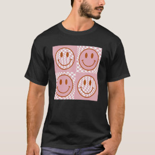 Camiseta Sorriso Bonito Padrão Verificado Frente Feliz Tren